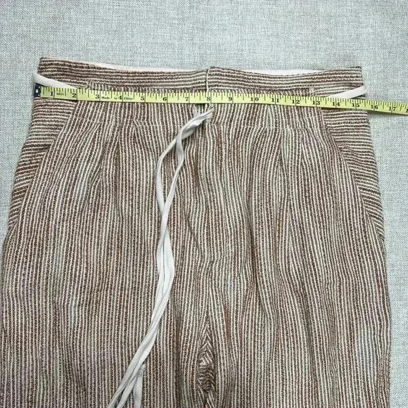 Free People Pants High Rise Tapered Leg Striped Pockets Drawstring Sz 8 - Picture 3 of 11